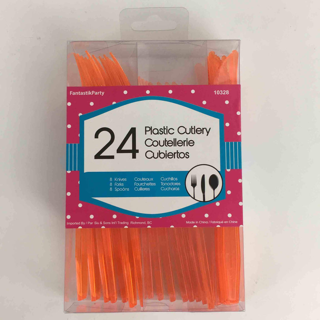 CUTLERY BOXED ORANGE 24pcs