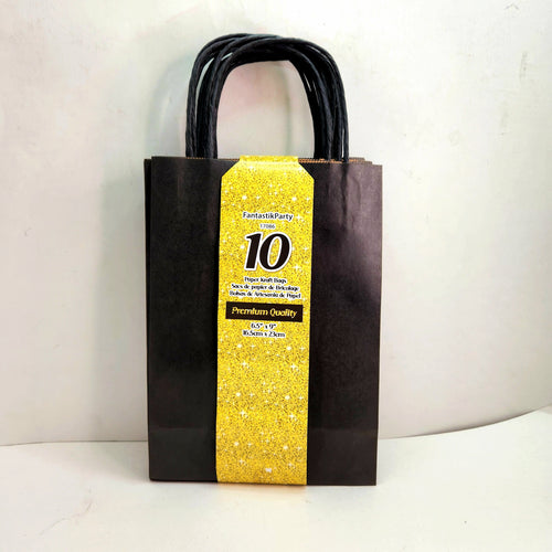 GIFT BAG KRAFT HEAVY DUTY BLACK 10PCS