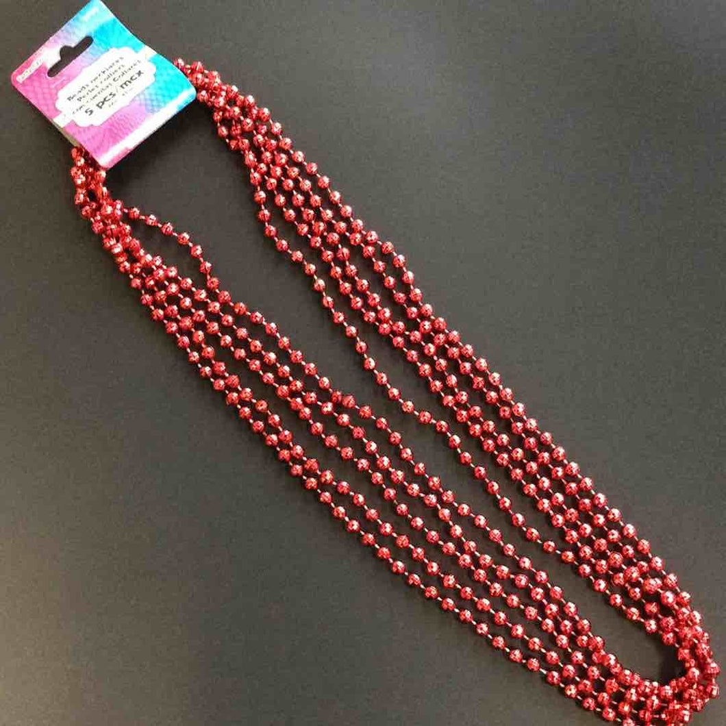 BEAD NECKLACES RED 32IN 5PCS