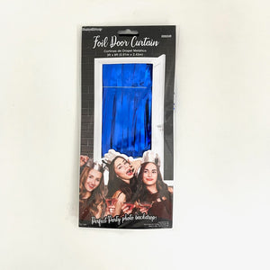 Decor foil fringe door curtain blue
