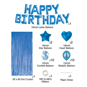 BIRTHDAY BALLOON DECORATION KIT BLUE