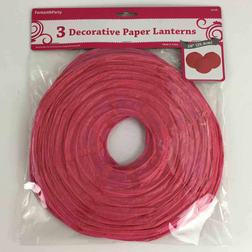 DECOR PAPER LANTERNS FUSCHIA 3pcs 10in