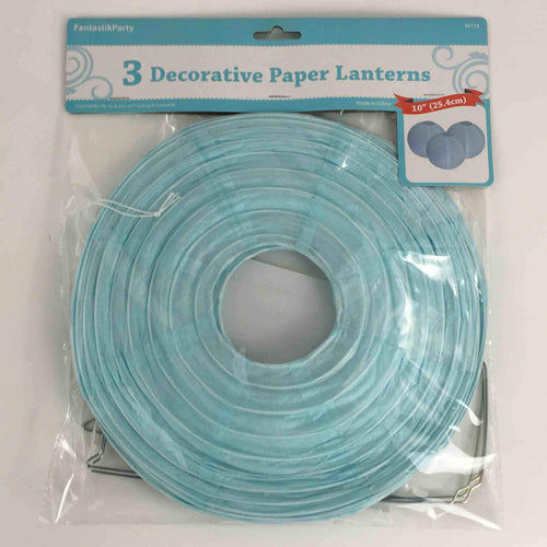 DECOR PAPER LANTERNS BABY BLUE 3pcs 10in