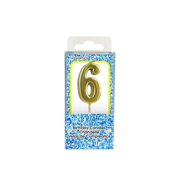 BIRTHDAY CANDLE METALLIC NUMBER 6