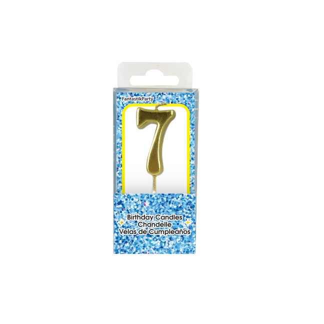 BIRTHDAY CANDLE METALLIC NUMBER 7