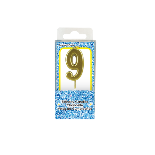 BIRTHDAY CANDLE METALLIC NUMBER 9