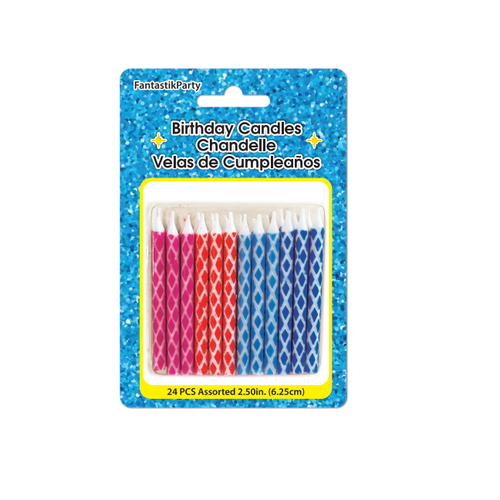 BIRTHDAY CANDLE SPIRAL DIAMOND CUT 24pcs