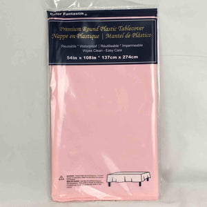 PLASTIC TABLE COVER 54in x 108in PASTEL PINK