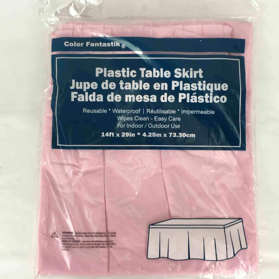 PLASTIC TABLE SKIRT PASTEL PINK