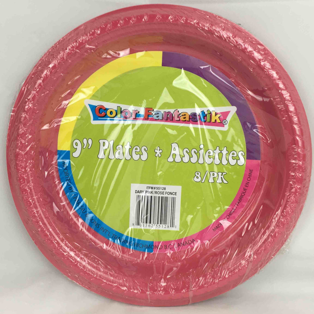 PLASTICWARE FUCHSIA PLATES 9in 8pcs