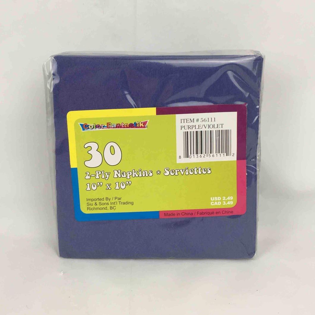 SOLID PURPLE NAPKIN BEVERAGE  30pcs