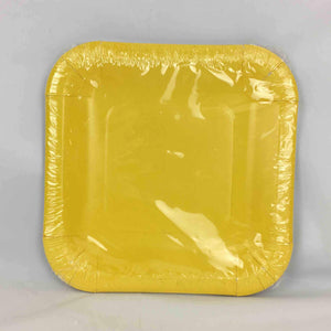 SOLID YELLOW PLATES SQUARE 7in  8pcs