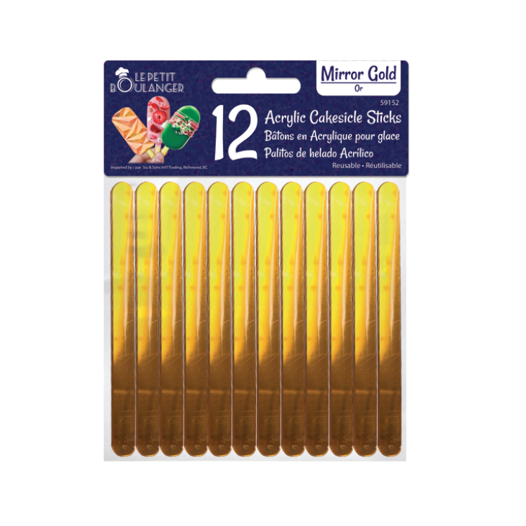 12CT CAKESICLE STICKS MIRROR GOLD