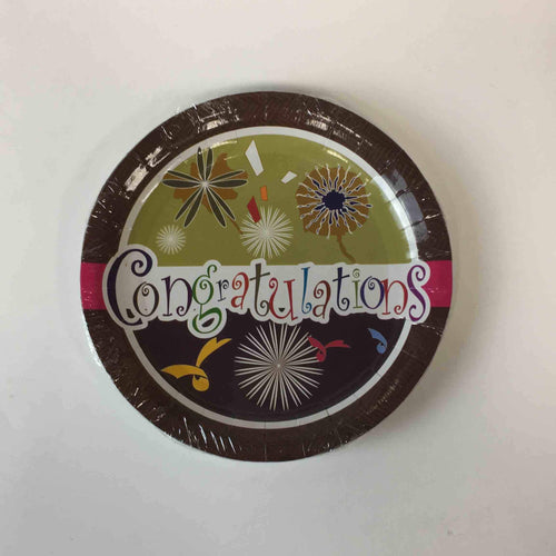 ENSEMBLE CONGRATULATIONS PLATES 7in 8pcs