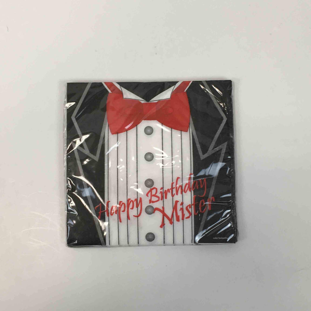 ENSEMBLE BIRTHDAY MISTER BEV NAPKINS 24pcs