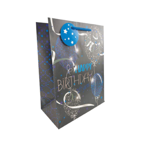 GIFT BAG BIRTHDAY MED BLUE BALLOONS