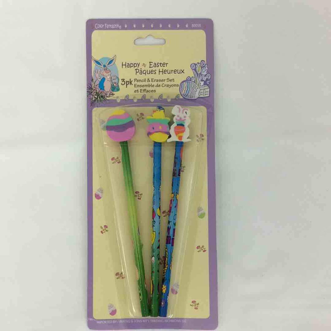 EASTER PENCILS W/ERASER 3PCS