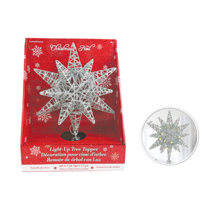 Cmas decor led light-up 3D star tree top glitter silver