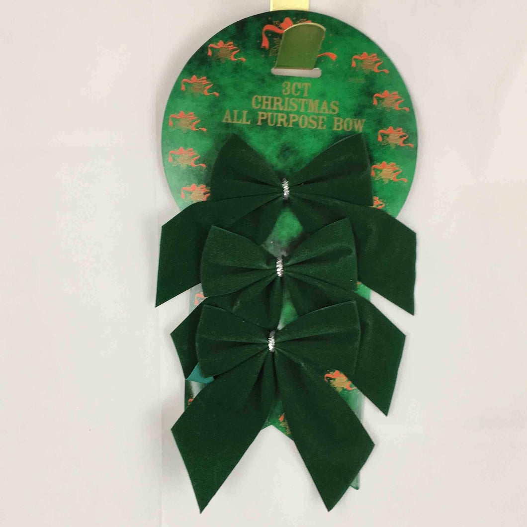 CMAS DECOR BOW Velvet Green Med 3Pcs