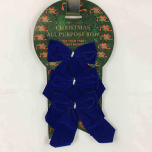 CMAS DECOR BOW Velvet Blue Med 3Pcs