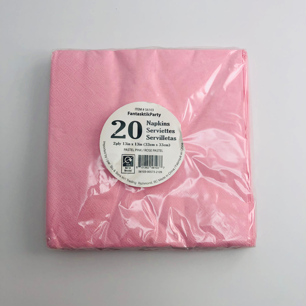 SOLID PASTEL PINK NAPKIN LUNCH 20pcs