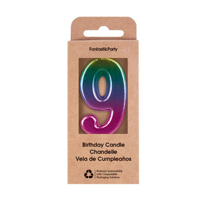 BDAY CANDLE METALLIC OMBRE NUMERAL CANDLE 9