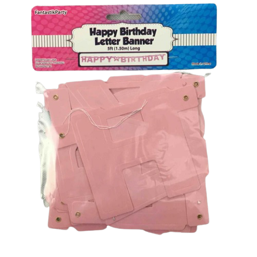 BANNER LETTER HAPPY BIRTHDAY BABY PINK