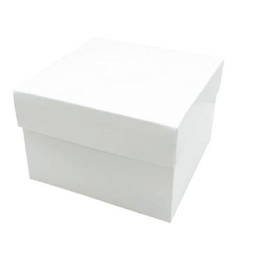 BOX SQUARE GIFT BOX W/ LID 6in WHITE DIY