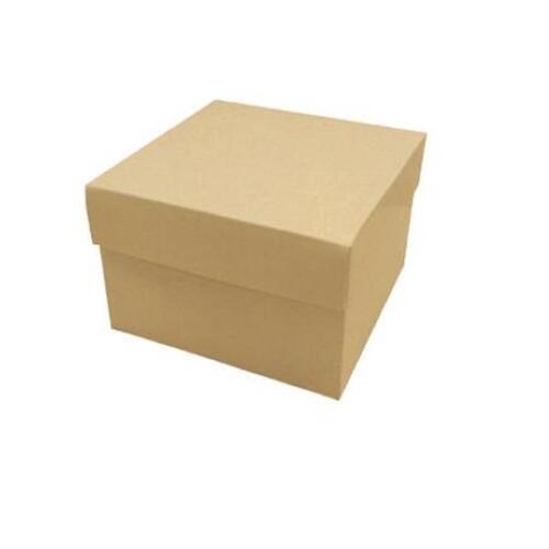 BOX SQUARE GIFT BOX W/ LID 4in KRAFT DIY