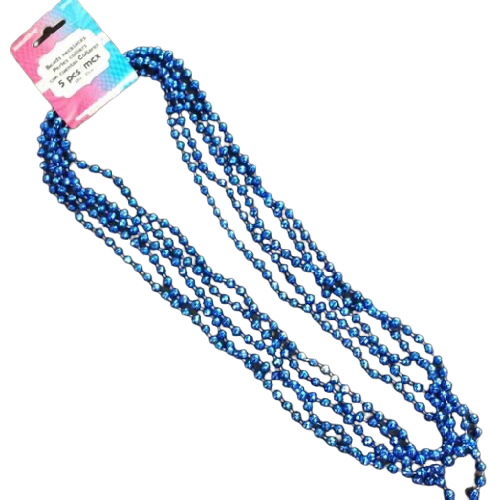 BEAD NECKLACES BLUE 32in 5pcs