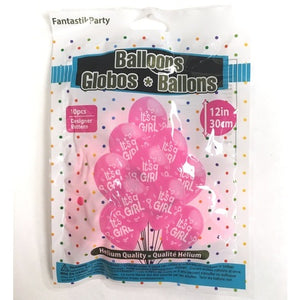 BALLOON LATEX PRINTED 12in 10pcs Baby It's a Girl