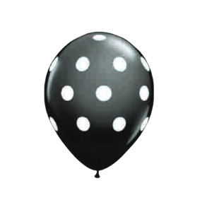 BALLOON LATEX GLOBO 12in 8pcs Polka Dots Black