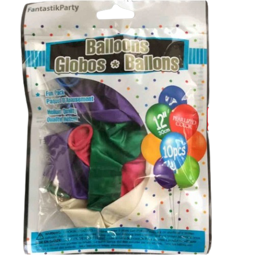 BALLOON LATEX COLOR 12in 10pcs Pearlised Asstd