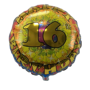 BALLOON FOIL ROUND 18" (Air-filled) 16th Birthday