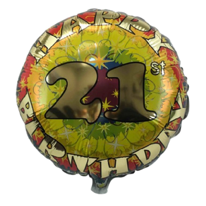 BALLOON FOIL ROUND 18" (Air-filled) 21st Birthday
