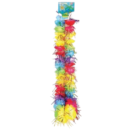 LUAU FLOWER LEI WITH TINSEL 36IN