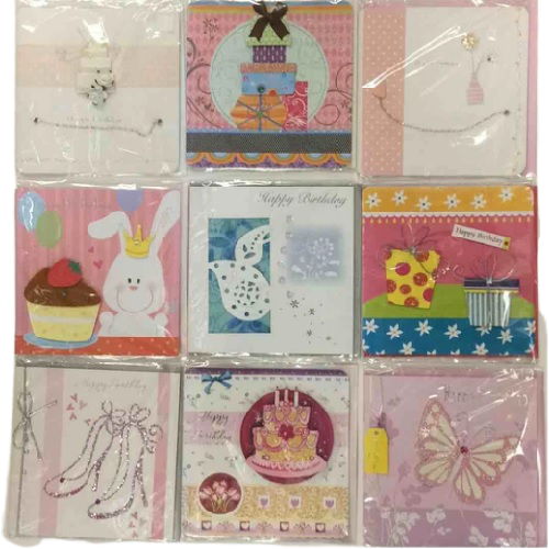 STATIONERY CARD Handmade Birthday Square Asst