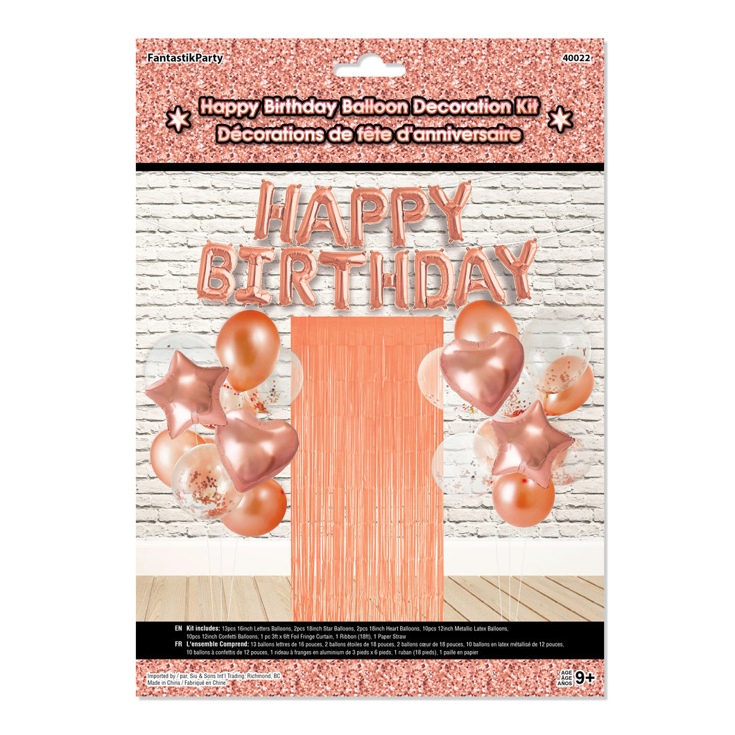 BIRTHDAY BALLOON DECORATION KIT ROSE GOLD