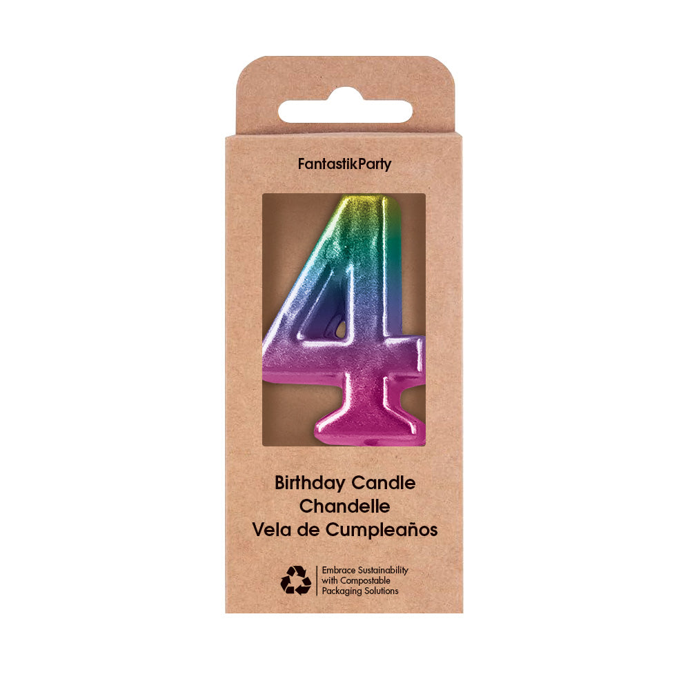 BDAY CANDLE METALLIC OMBRE NUMERAL CANDLE 4
